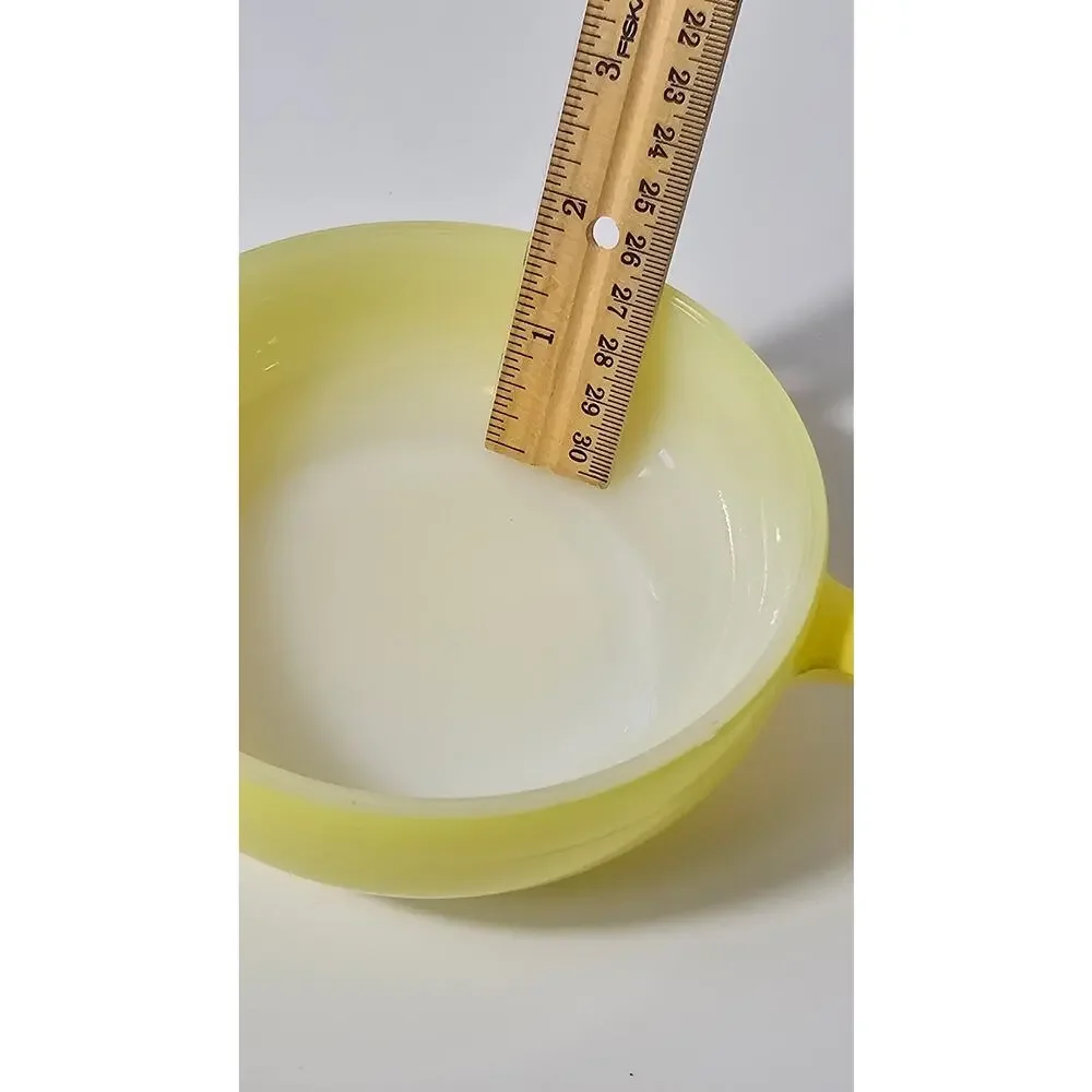 Vintage Yellow and White Glasbake Chili or Soup Bowl with Handle